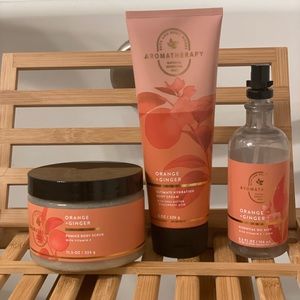 Orange Ginger Aromatherapy. Body Cream, Body Scrub, oil mist.
